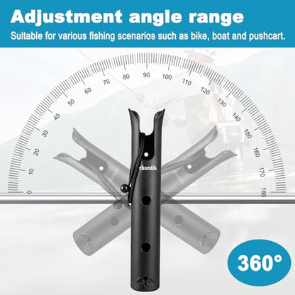 Aventik Fishing Rod Holder for Bike & Boat, 0.63”-1.18” Heavy Duty Clamp on Rod Holder, 360°Adjustable Fishing Pole Holders for E-Bike,Fishing Cart, Chair & Boat Rails Secure Anti-Shake - style: 1 Pack
