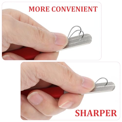 Yuanchu 2Pcs Hook Sharpener,Fish Hook File for Fishing Diamond File With Handle Portable Fish Hooks V Groove Dart Sharpener for Steel Tip Double Sided Fine And Medium Grit Precision Slim Compact Rapid