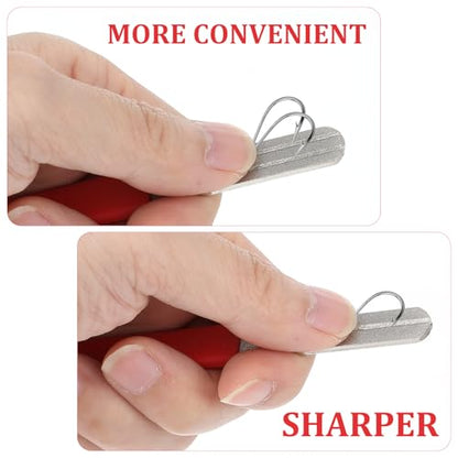 Yuanchu 2Pcs Hook Sharpener,Fish Hook File for Fishing Diamond File With Handle Portable Fish Hooks V Groove Dart Sharpener for Steel Tip Double Sided Fine And Medium Grit Precision Slim Compact Rapid