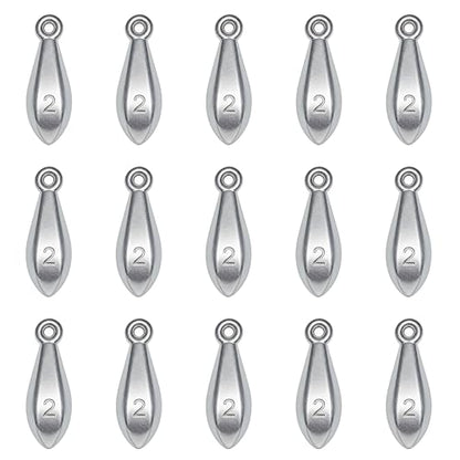 Fishing Weights Sinkers Bank Sinkers Bullet Weights for Surf Fishing Pier Bank Fishing Saltwater Fishing Gear 1oz to 8oz - size: 2 Ounce-15pcs
