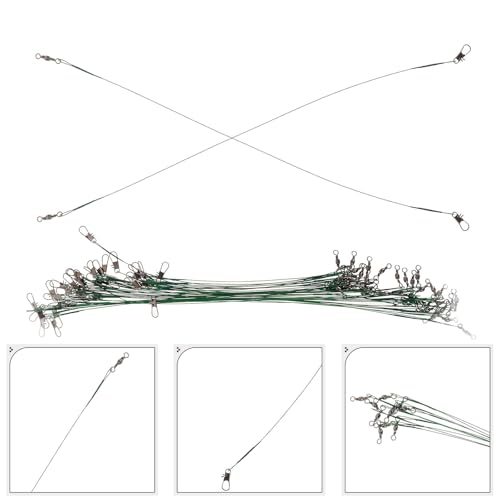 Toyvian 40pcs Heavy Duty Steel Wire Fishing Leaders with Double Locking Swivels and Snaps Bite Resistant Fishing Line Kit for Saltwater and Freshwater Anglers Multiple Lengths