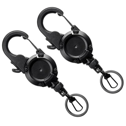 2pcs Fly Fishing Retractor with 26inch Cord Locking Keychain Badge Holder for Anglers Fishing Tool Wire Lanyard with Line Cutter