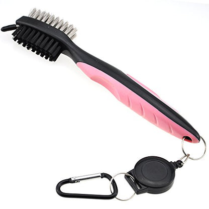 Mile High Life Microfiber Waffle Pattern Golf Towel | Club Groove Cleaner Brush | Foldable Divot Tool with Magnetic Ball Marker (Pink Towel/Brush/Fish Divot) - color: Pink Towel/Brush/Fish Divot