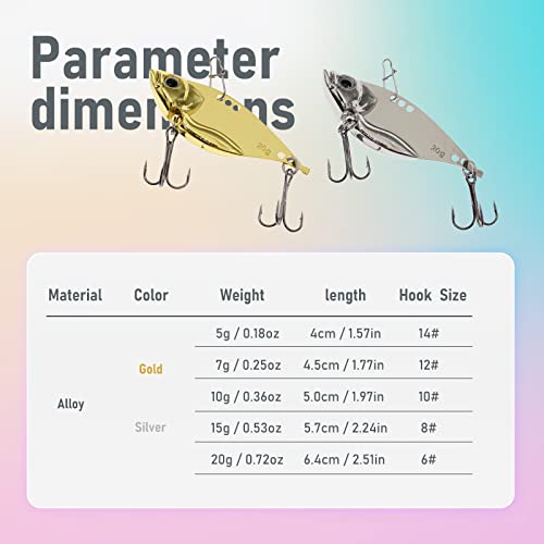 5PCS/10PCS Fishing Lures, Metal VIB Hard Blade Baits, Spinner Spoon Metal Fishing Spoon Crankbaits Swimbaits for Trout Walleye Crappie - color: A-10PCS