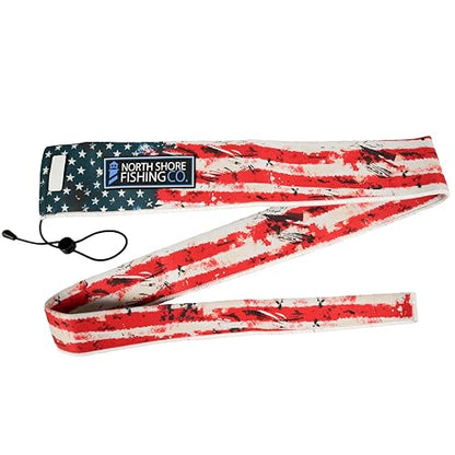 Premium Neoprene Fishing Rod Sleeve – Floating, Puncture Resistant, Labeled Protective Sock for Casting, Spinning, Trolling Fishing Rods - color: Flag, size: 60", style: Casting/Trolling