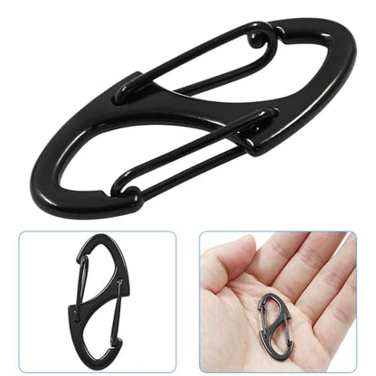 20 Pieces S Spring Snap Hook, Keychain Hook Metal Carabiner Clip, Double Snap Hook for Camping Fishing Hiking Outdoor Sports - style: 1.6"-Black