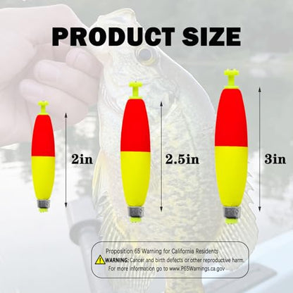 12 Pcs Fishing Bobbers Floats,Snap-on Fishing Bobber Fishing Float Corks Weighted Bobbers for Fishing Crappie Panfish Bluegill Trout - size: Cigar
