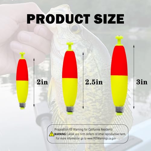 12 Pcs Fishing Bobbers Floats,Snap-on Fishing Bobber Fishing Float Corks Weighted Bobbers for Fishing Crappie Panfish Bluegill Trout - size: Cigar