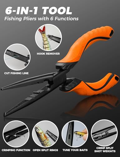 5PC Fishing Tool Kit - Fillet Knife, 2PC Fishing Pliers,Fishing Braid Scissors and Fish Lip Gripper, Fishing Gear for Fly Fishing, Ice Fishing - color: 7PC+Multicolor