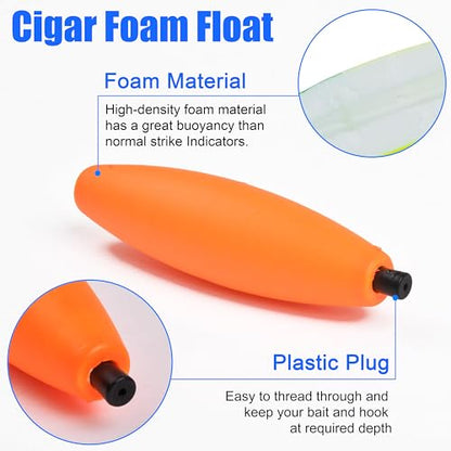 SILANON Peg Floats Fishing Bobbers,Foam Cigar Fishing Floats Bobbers Catfish Floats Slip Fishing Cork Bobbers with Pipe Plug for Catfish Santee Rig Freshwater Saltwater Fishing - size: 2 inch, style: Orange-30pcs