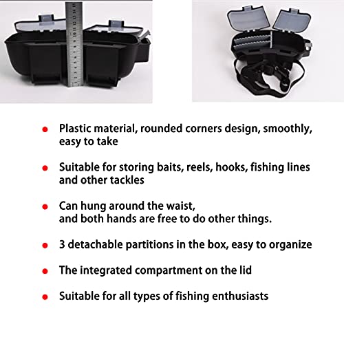 VBESTLIFE Fishing Tackle Box Waist Pack, Plastic Fishing Waist Box with Removable Dividers and Belt for Shore Wading Bait Hook Lure Storage Organization