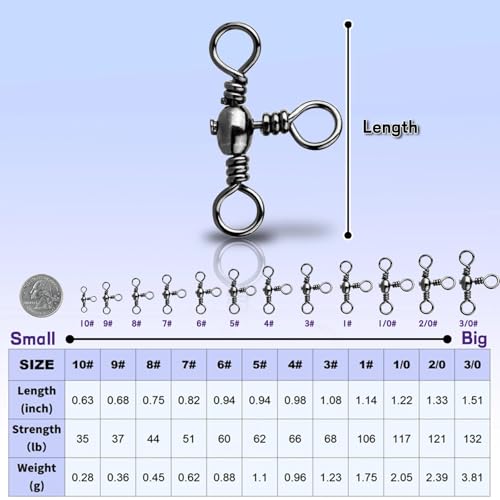 3 Way Swivels Fishing Tackle - 25Pcs/50Pcs Three Way Swivel Black T-Turn Barrel Swivel High Strength Connector for Catfish Rigs - size: 2/0#_121lbs_25pcs