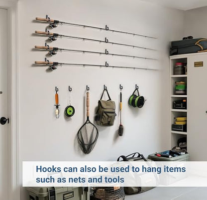 Mkono Fishing Rod/Pole Holder for Garage, Wall Ceiling Mounted Horizontal Rod Rack Holds Up to 10 Rods or Combos, Fishing Equipment Storage Organizer Gifts (20pack)