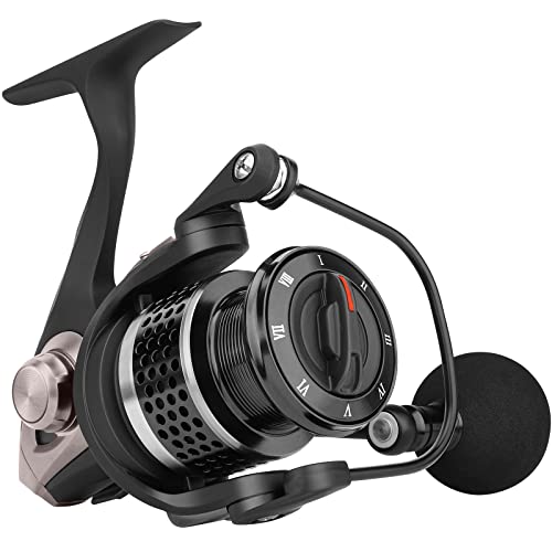 TRUSCEND Spinning Fishing Reel, Aviation Metal Material Body Reels, Industrial Durable-Strength, High Speed & Stability, Ultra-Light & Powerful, Smoother & Durable, Saltwater Freshwater Fishing Gear - color: A6-Black-5000