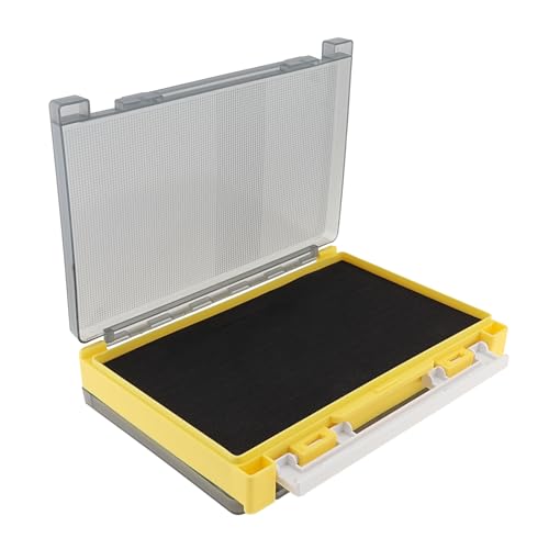 Double Sided Fishing Lure Box Organizer, Fishing Tackle Box Storage Hard Plastic Container Case for Lure Bait Hooks Beads (Yellow, 7.8 * 5.8 * 1.6 inch) - color: Yellow