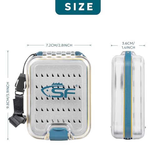 SF Plastic Waterproof Pocket Fly Fishing Box Double Side Clear Lid Easy Grip Foam with Lanyard Mini Fly Box - style: Easy Grip Foam-Lanyard