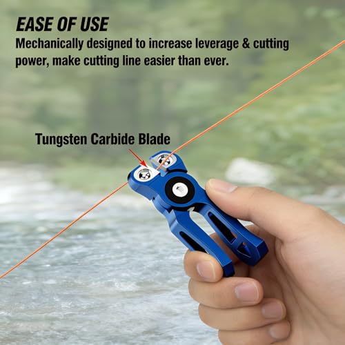 Fishing Line Cutter with Retractable Buckles, Tungsten Carbide Blade & Central Locking - Smooth, Corrosion-Resistant Cuts for Braid, Mono, Fluoro in Saltwater Fishing - style: Blue-Fishing Line Cutter