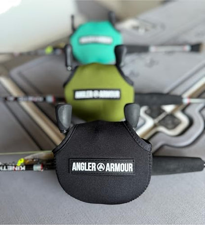 Angler Armour Baitcast Reel Cover | Baitcaster Sleeve | Fishing Reel Pouch | Low Profile Baitcasting Reel Protector | Neoprene Reel Case | 50 100 200 Series Baitcast Covers - color: Black