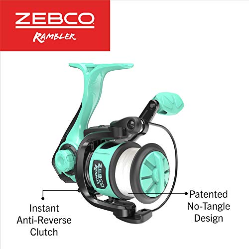 Zebco Rambler Fishing Reel and Rod Combo, Durable Fiberglass Rod with Built-in Carabiner, Patented No-Tangle Reel, Pre-Spooled with 8-Pound Zebco Fishing Line - style: Spinning Reel - Telescopic Rod