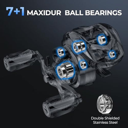 KastKing Spartacus II Plus Baitcasting Reel, DualBalance™ Magnetic Braking System, 8.0:1 High-Speed Gear Ratio, Ultralight 6 oz, 7+1 MaxiDur Double-Shielded Ball Bearings, Fishing Reels - color: Right-8.0:1