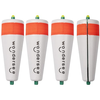 wondersee Fishing Floats Weighted Slotted Peg Popping Floats Slip Bobbers, Pack of 4 - color: White, size: 3in.