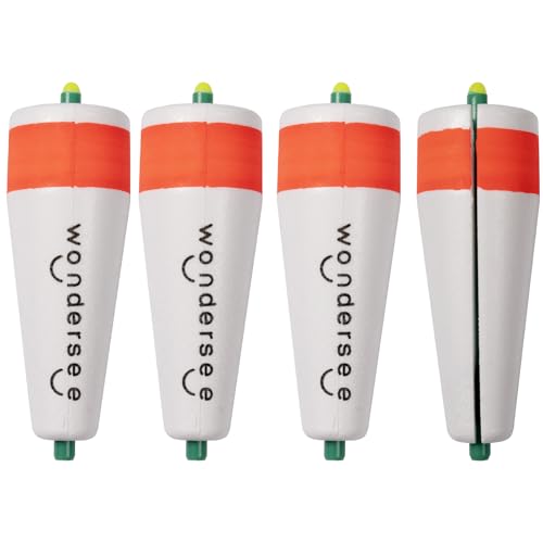 wondersee Fishing Floats Weighted Slotted Peg Popping Floats Slip Bobbers, Pack of 4 - color: White, size: 3in.