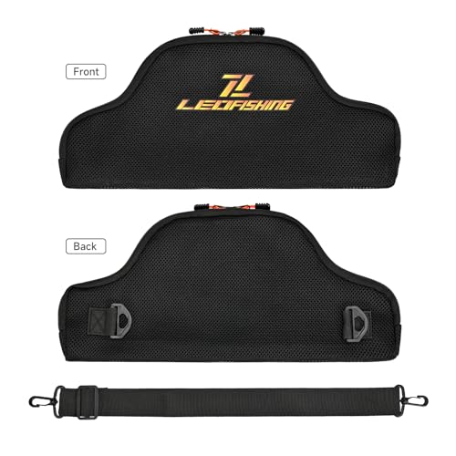 LEOFISHING Fishing Rod and Reel Combos Bag Portable Foldable Fishing Pole Case 45cm/17.7" for Short Telespoic Fishing Pole Store Up to 1-2 Fishing Rod with Reel Breathable Mesh Material