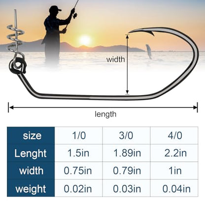 Twistlock Fishing Hooks, Swimbait Hooks Belly Offset Hooks Weighted Hook 1/0 3/0 4/0 for Soft Plastics Lures Fishing Saltwater Freshwater - color: 3/0 - 40PCS