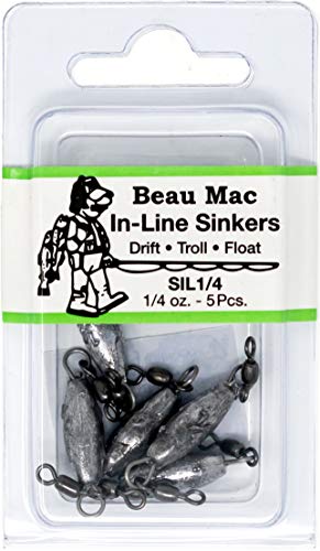 Beau Mac in-Line Sinker | SIL | Precision Weighted Drift Fishing Sinker | For River, Stream, & Float Fishing | Durable | Ideal for Steelhead, Salmon & Trout - size: 1/4oz