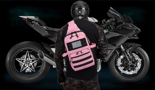 Tactical Sling Backpack Holster Range Shoulder Bag 15L Crossbody Bag Water Bottle Holder Radio Pouch 6 Elastic Slots - color: Pink