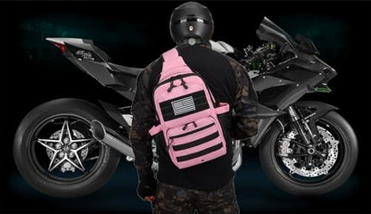 Tactical Sling Backpack Holster Range Shoulder Bag 15L Crossbody Bag Water Bottle Holder Radio Pouch 6 Elastic Slots - color: Pink