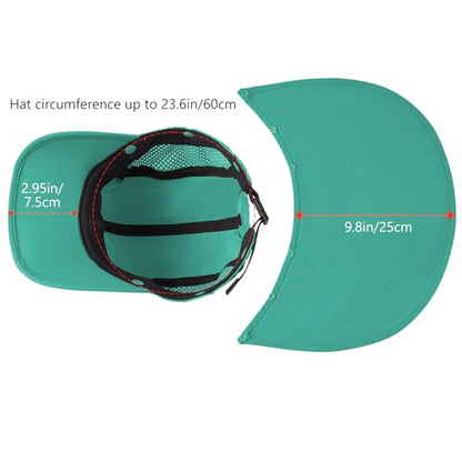 BASSDASH UPF 50+ Foldable Fishing Hat Baseball Cap with Removable Neck Flap Portable for Men Women Golf Hiking - color: Aqua Green With Foldable Brim