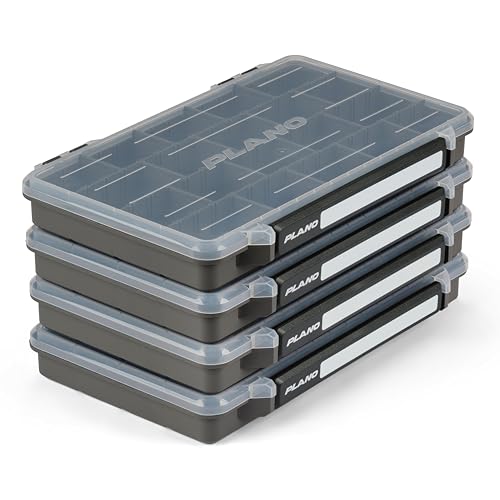Plano StowAway 3700 Stow Tackle Box, 4 Pack, with Corrosion-Preventive Rustricor, Single Latch Design, Transparent DuraView Lid, Stackable Storage for Fishing Bait, Lures and Gear - size: 3700 4-Pack, style: New Model