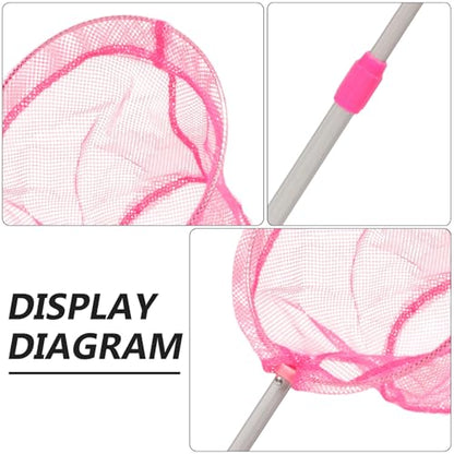 PRETYZOOM Telescopic Fishing Net for Wear-Resistant Aluminum Alloy Landing Net Pole Capacity for Outdoor Freshwater Lake Fishing and Camping Retractable Pink Design