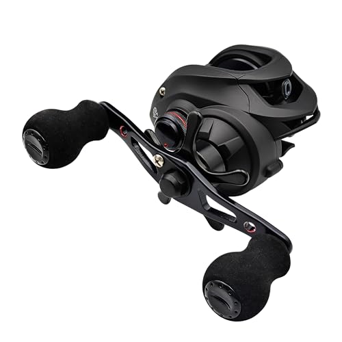 FISHDROPS Baitcaster Reels, 9+1BB, CNC Aluminum Spool, Magnetic Brake System Bait Caster Reel High Speed Gear Ratio 7.0:1 Ultra Smooth Low Profile Baitcasting Fishing Reel - color: Right - Matte Black