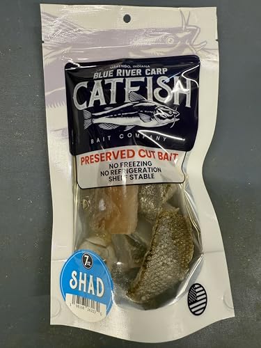 Shad Scented - - Preserved Cut Bait for Fishing in a Convenient 7oz - Reasealable Package with Many Pieces.