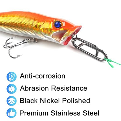 OROOTL Fishing Power Speed Clips Kit, 48/165pcs High Strength Stainless Steel Fishing Snap Lure Clip Quick Change Fishing Snaps Clips Set for Freshwater Saltwater Connector Tackle - style: Clip Kit - 165pcs