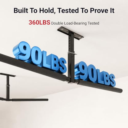 FLEXIMOUNTS Double Arm Adjustable Overhead Ladder Rack, 71.5" Arms | Heavy-Duty Steel, 90 Lbs Per Arm, 180 Lbs Total Capacity, Ideal For Ladders, Kayaks, Surfboards And Tools - size: Double