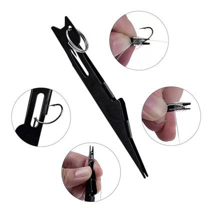 Aventik Metal Tin Portable Box Fly Fishing Tools Kit Includes a Fishing Knot Tool and Line Clipper Zinger Retractor Hook Remover Forceps - color: Tin box+Knot tyer+Zinger