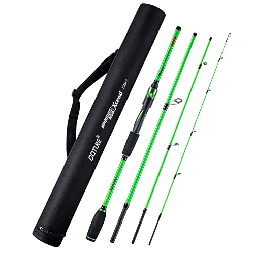 Goture 4-Piece Travel Carbon Fishing Rod M/MH Action 6.6-12ft Multi-Colors | Goture multi-spec travel fishing rods adopt upgraded high-grade carbon fiber blank with premium Fuji line guides - color: Green, size: Spinning/8'-Moderate-Fast/Medium-Heavy