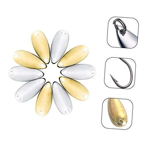 KOMBIUDA 20pcs Metal Fishing Lure Blades Portable DIY Fishing Bait Accessories Reusable Lightweight Lure for Gold