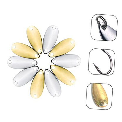 KOMBIUDA 20pcs Metal Fishing Lure Blades Portable DIY Fishing Bait Accessories Reusable Lightweight Lure for Gold