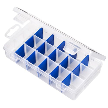Flambeau Outdoors 2003 Tuff Tainer, Fishing Tray, Includes [15] Zerust Dividers, 18 Compartments, Blue, Transparent white - 7" x 4.12" x 1.5"