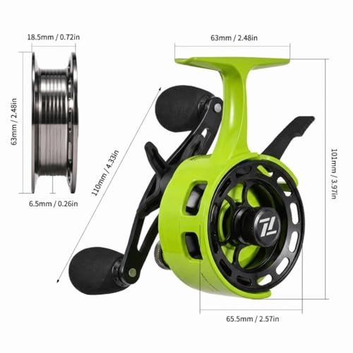 Ice Fishing Reel, 3.2:1 Gear Ratio Ultra Smooth 3+1 Ball Bearings and Magnetic Drop System, Aluminum Alloy Fishing Reel for Ice Fishing and Winter Angling - color: Green-Left