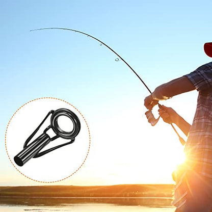 PATIKIL Tube Dia Fishing Rod Tips Repair Kit, Stainless Steel Black Guide Ring for Fishing - size: 4.0mm