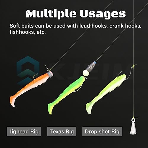 Paddle Tail Swimbaits, 50 PCS Ribbed 3 Inchs Soft Plastic Fishing Lures for Bass Trout Crappie Walleye Saltwater/Freshwater Fishing - color: Multicolor