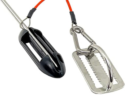 Fish Stringer for Spearfishing with Coated Stainless Steel Cable and Heavy Duty Carabiner (Belt Fish Stringer)