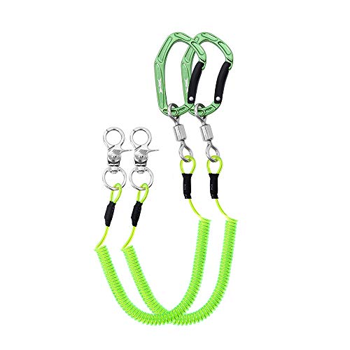 HERCULES M4 Fishing Lanyard, Fishing Pole Tether, Kayak Paddle Leash, Heavy Duty Retractable Coiled Lanyard for Fishing, Rods, Pliers, Boating, Paddles, Kayak - color: Pack of 2 Green, 5.9"
