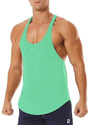 Men's Workout Quick Dry Soft Gym Bodybuilding Stringer Tank Tops - color: Mint Green, size: X-Large