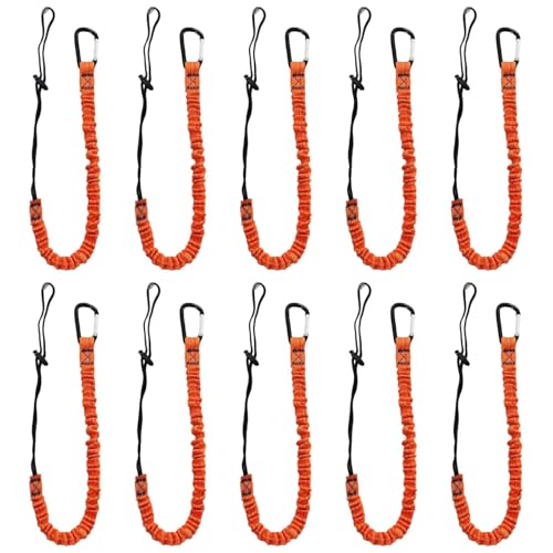10pcs Retractable Tool Lanyards for Hand Tools with Carabiner and Adjustable Loop End, Extendable Length 31.5 "-43.3", Aluminum Screw Lock Carabiner with Shock Cord Stopper - size: 10 pack